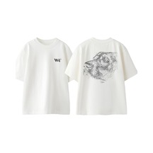 Thewert Dog Tasarım Sırt Baskılı Pamuk Beyaz Oversize T-shirt