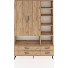 Arges Dolap 10 Raflı 4 Çekmeceli 2 Kapaklı 132x30x195 Çam-çam/çam Atlas Çam/atlas Çam