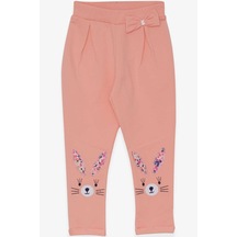 Breeze Kız Bebek Tayt Pantolon Tavşan Nakışlı 9 Ay-3 Yaş, Somon