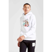 Tshirthane Anime One Piece Luffy Hat Baskılı Unisex Çocuk Kapüşonlu Sweat (528888769) Beyaz