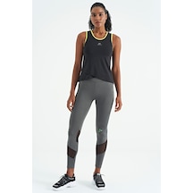 Tommy Life Siyah Logo Baskılı Biye Şeritli Standart Kalıp Kadın Spor Atlet - 97255 Siyah