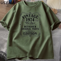 Flood Of Style 1974 Yılında Yapılan 50 Yıl Mükemmellik Çiçek 50th Doğum Günü T Shirt Erkek Kadın Pamuk T-shi Yeşil