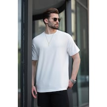 Madmext Ekru Basic Bisiklet Yaka Erkek Tişört E7133 Ekru