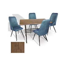 Japon - Çırağan Masa Takımı - 80x140 Werzalit, Wermodin Ve Allzalit Tabla - Rustic Dark - Mavi Çok Renkli