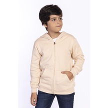 Toontoy Kız Ve Erkek Çocuk Kanguru Cepli Hırka Bej