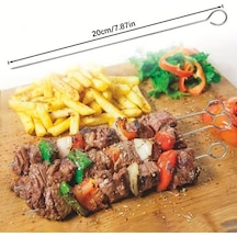 10 Adet Paslanmaz Çelik Mangal Şişi Seti 20 Cm Metal Çöp Şiş Ve