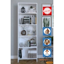 Tamamı Mdf 5 Bölmeli Kitaplık Beyaz