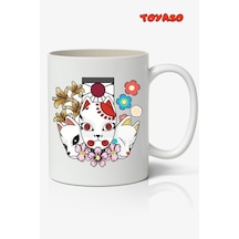 Demon Slayer Tanjiro Maske Mask Anime Temalı Beyaz Kupa Bardak Sevgiliye Arkadaşa Hediye Beyaz