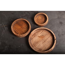 Sammwood Doğal Ahşap Lüks Çerezlik 3'lü Takım 11-15-20 Cm
