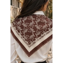 Tarzını Seç Bordo Sarmaşık Desenli Dantel Oya Kesim Fular / Bandana 70 X 70 Cm