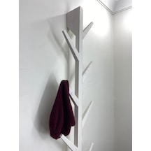 Doğal Ahşap Vestiyer, Dekoratif 8 Askılı Portmanto Beyaz