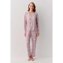 Suwen Lara Maskülen Pijama Takımı Sh26224660b1021 Gül Desenli