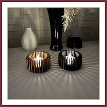 Storeşahin 3d Baskı Modern Çizgili Mumluk - Tealight Mumluk 1 Adet -kahverengi Shn0720