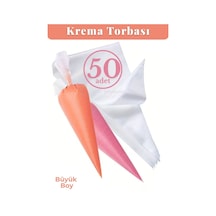 Jet's Home 50'li Krema Torbası Kullan At Şanti Sıkma Torbası Büyük Boy Süsleme Torbası Krema Duyu Torbası beyaz
