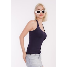 Madmext Lacivert Halter Yaka Boyun Askılı Crop Body Mg2146