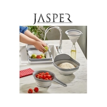 Jasper Jpr-0110 4'lü Akordiyon Katlanır Süzgeç Mutfak Çeyiz Seti Gri