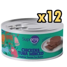 Supreme Cat Supreme Cat Kıyılmış Tavuklu Ve Ton Balıklı Yaş Kedi Maması 85 Gr X 12 Adet