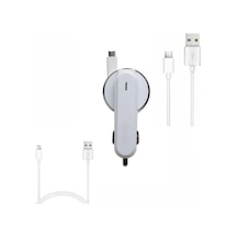 3.1a 15watt Araç Şarj Aleti Micro Usb Kırılmaz Kablo + Lighting İle Uyumlu Kablo Hediyeli + Type-c Kablo Hediyeli Tüm Telefon Girişlerine Uyumludur