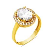 14 Ayar Altın Oval Taşlı Yüzük YZCAY14K22254