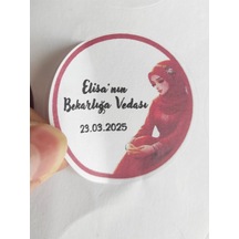 48 Adet 4 Cm Kişiye Özel Kına Hatırası Baskılı Mat Etiket Sticker 3