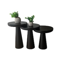 Mushroom 3'lü Zigon Sehpa Siyah