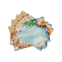 Okyanus Kabuğu Baskı Placemats, Mutfak İçin, 4 Set 2