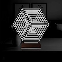 Luvivia Geometrik Küp 3d Lamba - Masa Gece Lambası Şeffaf