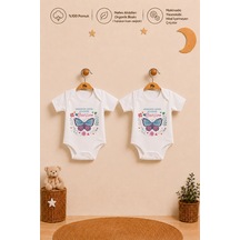 Pia Baby İsme Özel Kız Bebek Body Seti 2 Adet %100 Pamuk Organik Baskılı Çıtçıtlı Zıbın Bebek Hediyesi 2041b26x Ekru
