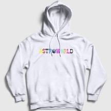 Presmono Unisex Astroworld Travis Scott Kapüşonlu Sweatshirt Beyaz