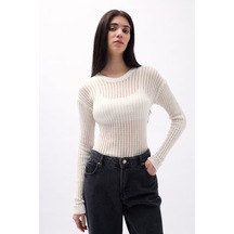 Fitilli Transparan Bluz Çok Renkli