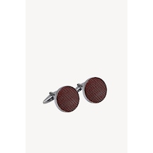 Erkek Bordo Metal Desenli Oval Kol Düğmesi