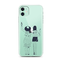 Apple Uyumlu iPhone 11 Best Friend Tasarımlı Süper Şeffaf Telefon Kılıfı Çok Renkli