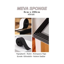 8cmx200cm 1 Adet Yapışkanlı Meva Siyah Lambiri Model Çıta Süpürgelik Tablo Tavan Koruyucu Kenar Çıta Siyah