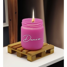 Bk Gift Kişiye Özel Dtf İsimli Pembe Renkli Cam Kavanozda Kokulu Mum-1, Arkadaşa Hediye, Sevgiliye Hediye, Doğum Günü Hediyesi