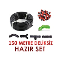 150 Metre Deliksiz Düz Damla Sulama Sistemi Ve Ek Parçaları
