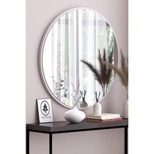 Beyaz Dekoratif 43 Cm Yuvarlak Ayna Antre Hol Koridor Duvar Aynası Salon Mutfak Banyo Aynası Diğer