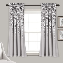 Ağlayan Çiçek Odası Karartma Pencere Perde Paneli Çifti, Gri, 63 "u X 52" G + 2" Başlık