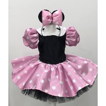 YAĞMUR KOStütüM Minnie Mouse Kız Çocuk Pembe Doğumgünü Elbisesi&Parti Kostümü Pembe