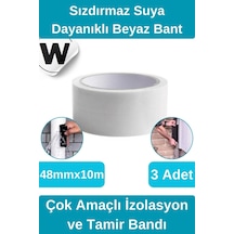 Sızdırmaz Suya Dayanıklı Beyaz Renk Çok Amaçlı Tamir Ve İzolasyon Bandı 10m 3 Adet
