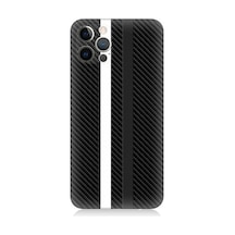 Apple Uyumlu iPhone 12 Pro Siyah Beyaz Karbon Motif Desenli Silikon Kılıf