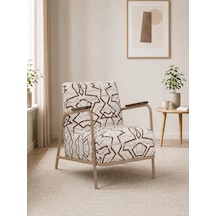 Atlas Model Berjer Sütlü Kahve Geometrik Desenli Soft Kumaş Tekli Koltuk Cappucino Metal İskelet Kurulu Gönderim Sütlü Kahverengi