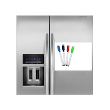 Dünya Magnet Magnetli Kalemli Buzdolabı Notluk 35x50 Cm, Manyetik Not Panosu, Yazı Tahtası, Planlayıcı 4 Kalem 1bw-beyaz