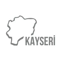 Kayseri Harita Araba Sticker 17x17 Cm Gri