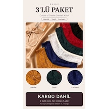 Suısy Colors Of Desire Dantelli Külot 3'lü Paket Hardal - Yeşil - Lacivert Çok Renkli