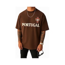 Portugal Baskılı Tişört Kahverengi