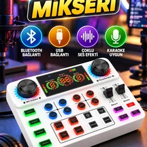 Canlı Yayın Ve Karaoke Ses Mikseri Bluetooth, Usb Ve Çoklu Ses Efektli