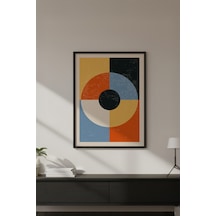 Huhuli Ahşap Siyah Çerçeveli Soyut Geometrik Desenli Tablo Huhu589