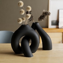 3d Baskı Interlocking Vazo - İç İçe Geçen Dekoratif Vazo-siyah Çok Renkli