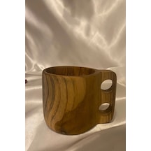 Kuksa Ahşap Rengi Tahta Bardak Kupa Kulplu
