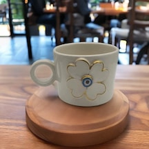 Altın Yaldızlı Nazar Boncuklu Yonca Fincan Mug